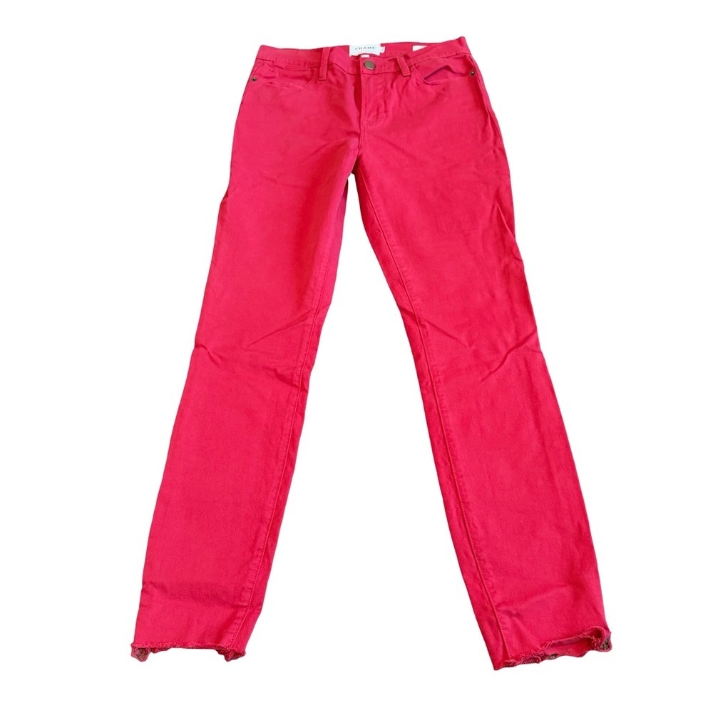Frame Denim Le High Skinny Vintage Red Jeans Pants Stretch Raw Hem SIze 28 Women